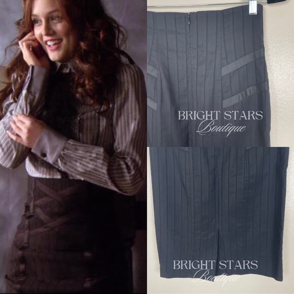 Rare Vintage Pencil Skirt ASO Blair Waldorf Gossip Girl Black Knee Length - Picture 4 of 11
